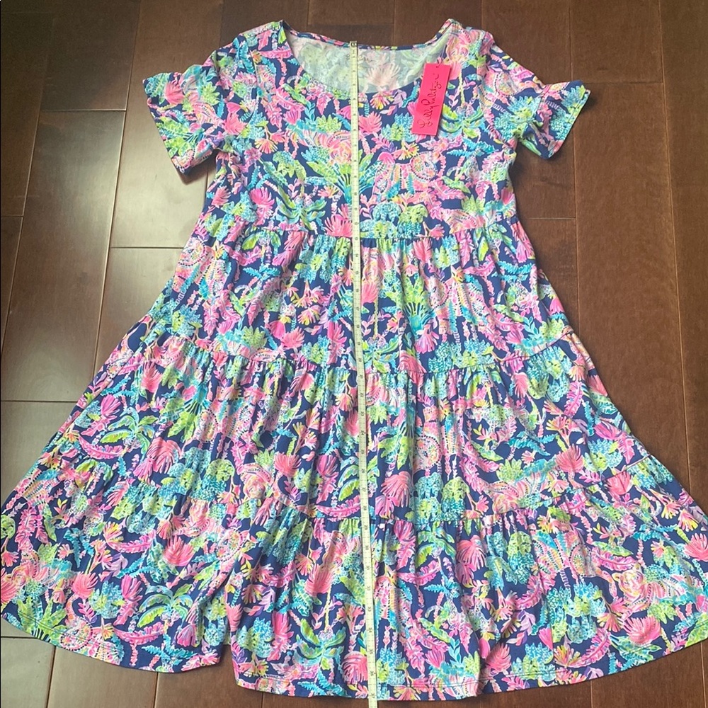 Lilly Pulitzer Vibrant Floral Dress in Pink and Blue
